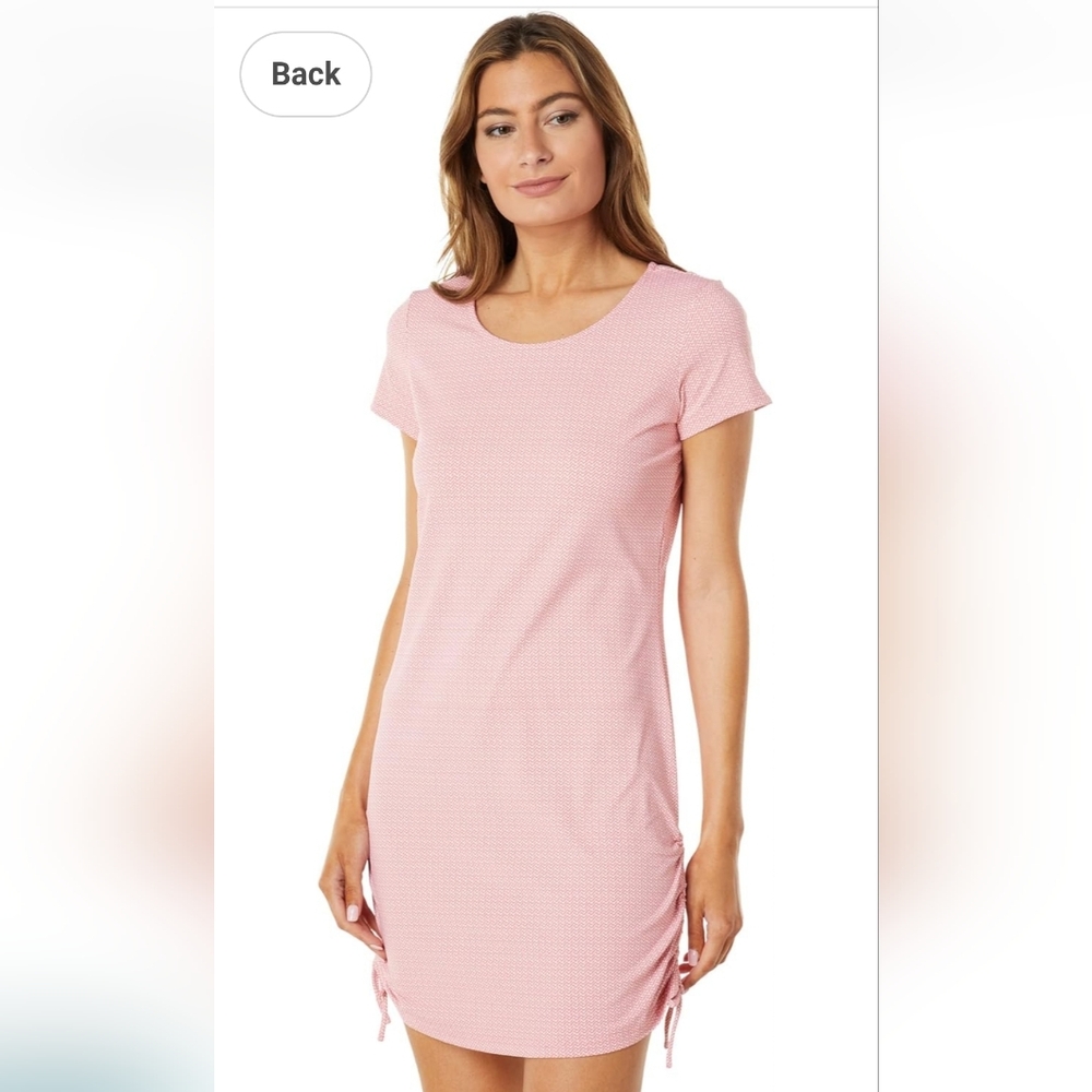 Southern Tide Peach and White Patterned Performance Shirley Dress M